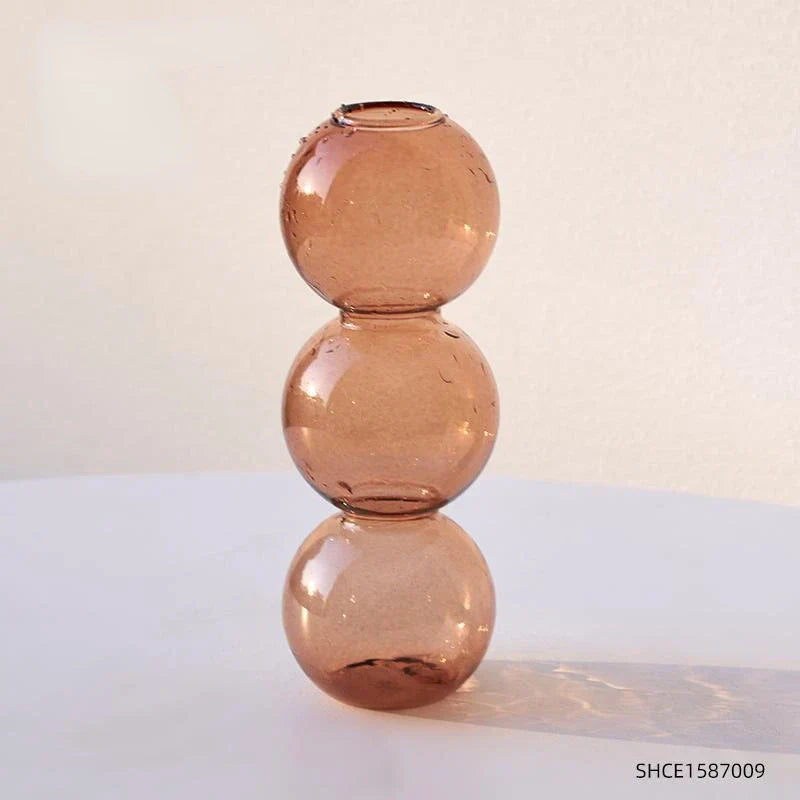 Nordic Glass Vase - Home Decoration Gift - Brown-S - Vase