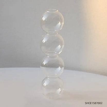 Clear glass nordic glass vase with four stacked spherical sections for home decoration and gift by DecorBites™