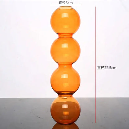 Orange translucent glass vase with four stacked spheres from decorbites nordic glass vase collection for home decoration gift
