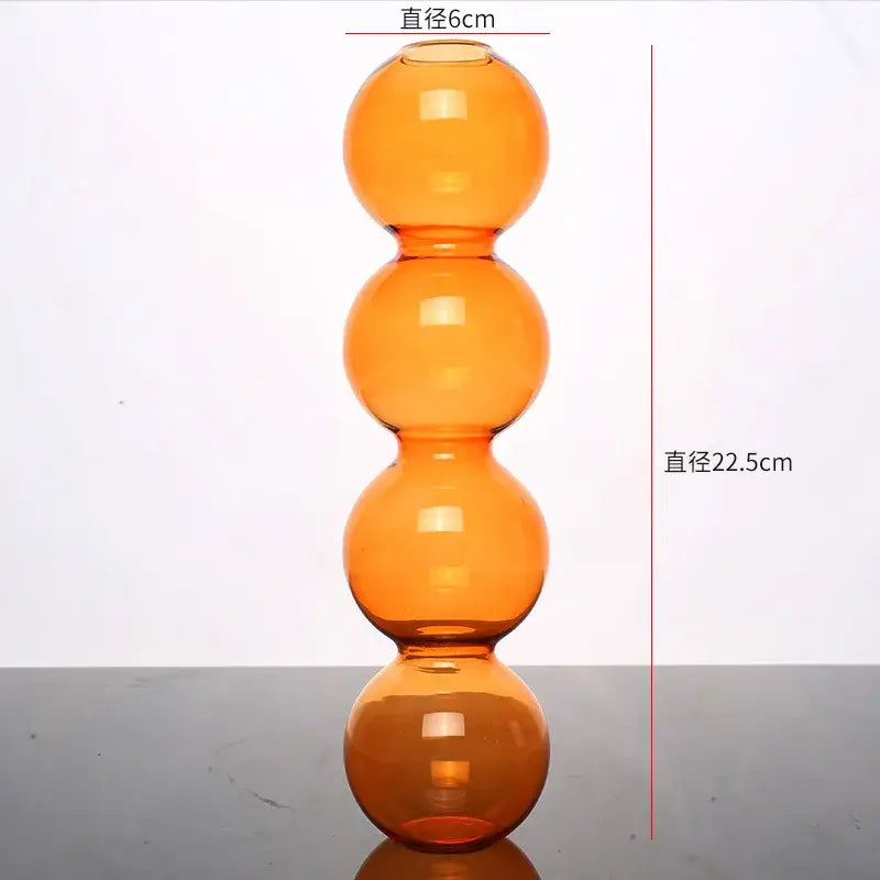 Orange translucent glass vase with four stacked spheres from decorbites nordic glass vase collection for home decoration gift