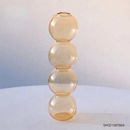 Translucent amber glass vase with four stacked spheres from decorbites™ nordic glass vase collection for home decor gift