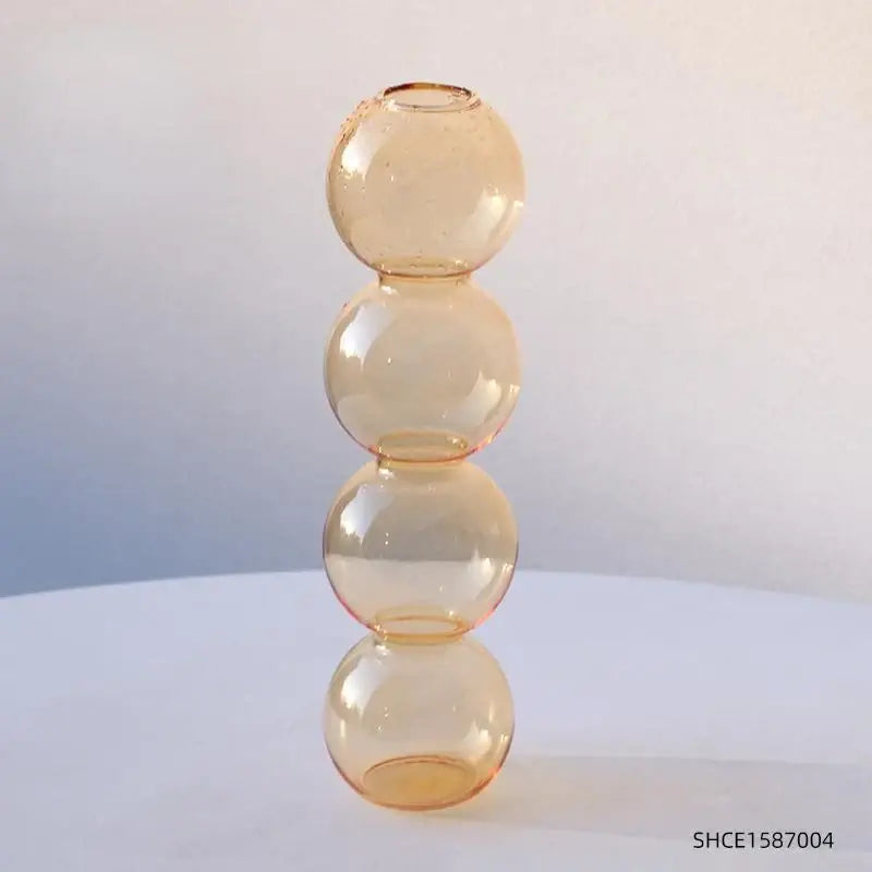 Translucent amber glass vase with four stacked spheres from decorbites™ nordic glass vase collection for home decor gift