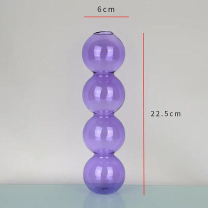 Translucent purple nordic glass vase with four stacked spherical sections from decorbites home decoration gift collection