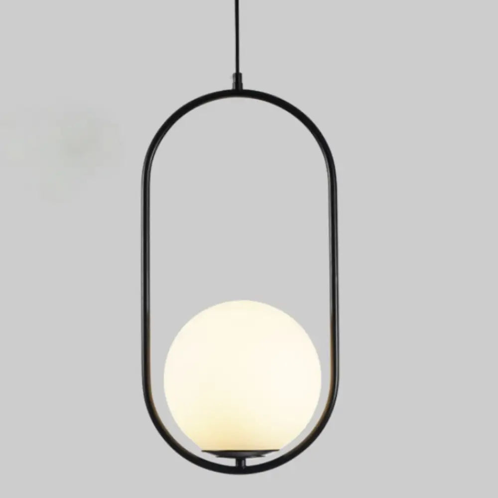 Black metal frame pendant light with frosted glass globe glass shade for modern nordic gold pendant decor