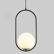 Black metal frame pendant light with frosted glass globe glass shade for modern nordic gold pendant decor
