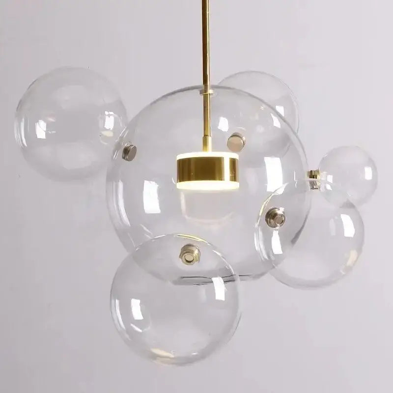 Modern glass bubble chandelier with gold-toned metal accents and central light fixture nordic led bubble decor led