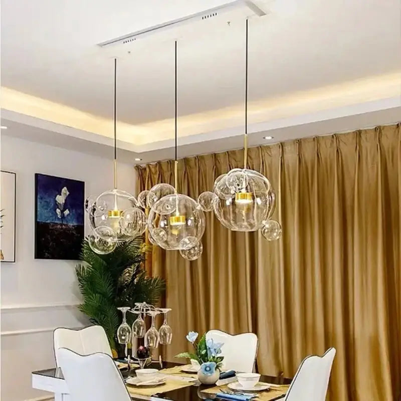 Decorbites™ nordic led bubble chandelier with modern glass bubble pendant lights and gold accents for home lighting