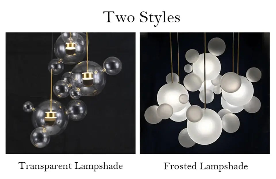 Decorbites™ nordic led bubble chandelier with clear glass spheres and gold-toned fixtures for modern home lighting