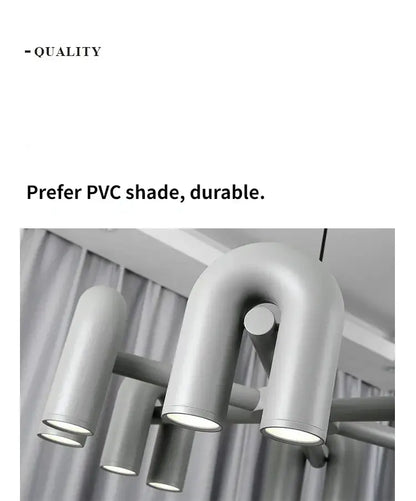 Modern u-shaped DecorBites Nordic LED ceiling chandelier with matte gray pvc shade and minimalist design for home decor