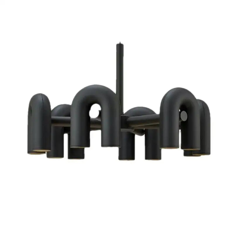 DecorBites™ nordic u shape black matte metal chandelier with cylindrical lights for living room home decor