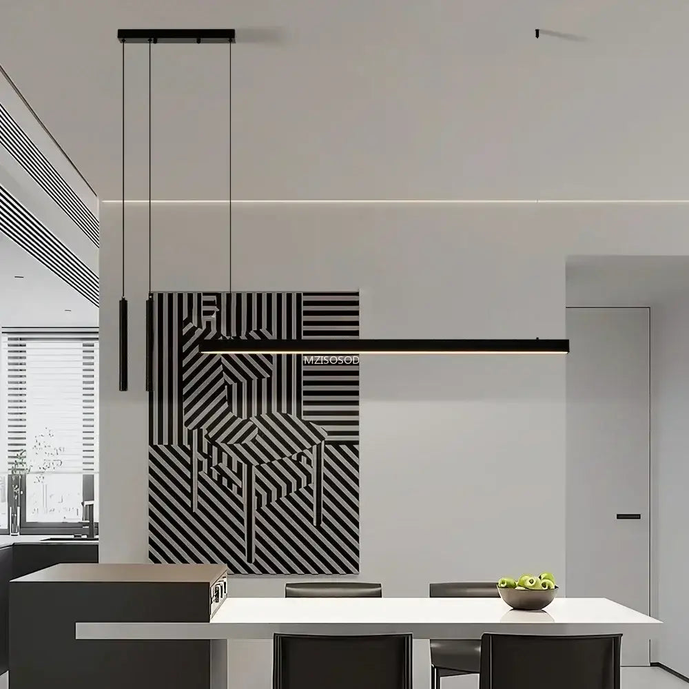 Black linear led chandelier with sleek minimalist design by decorbites nordic led chandelier for home lighting