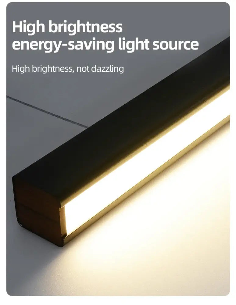 Black rectangular led strip light with warm white glow for decorbites™ nordic led chandelier home lighting