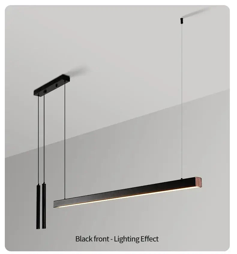 Modern black rectangular nordic led chandelier with sleek minimalist design and warm led lighting effect for home lighting