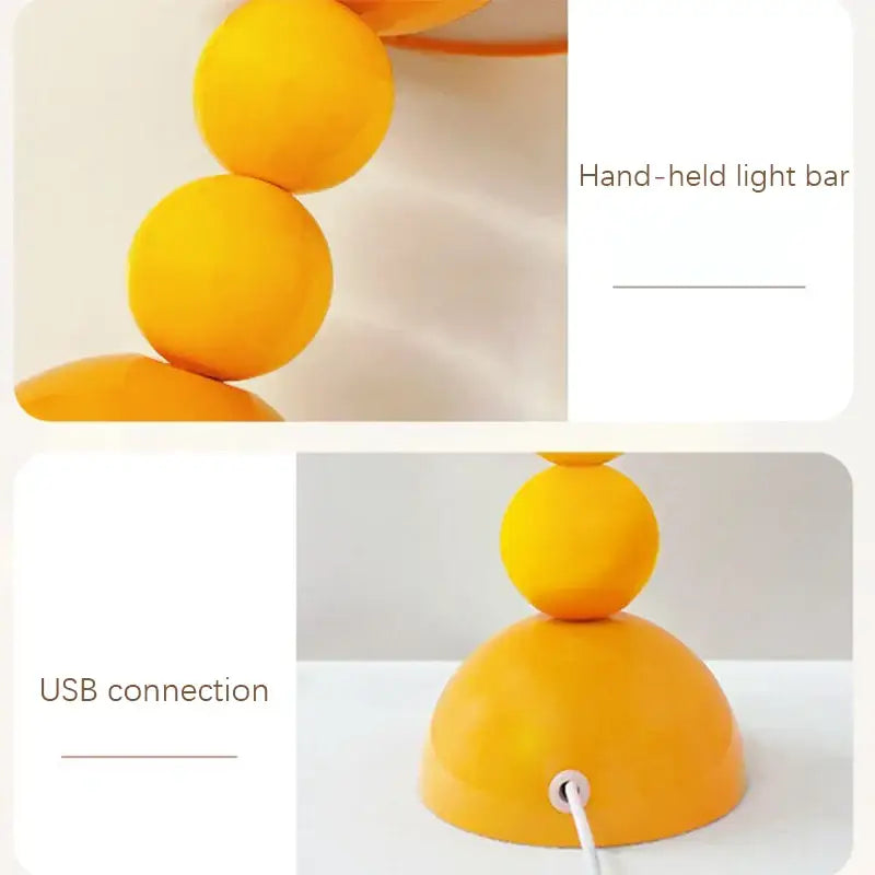Bright yellow spherical nordic led table lamp with usb dimmable port for bedroom and living room decoration