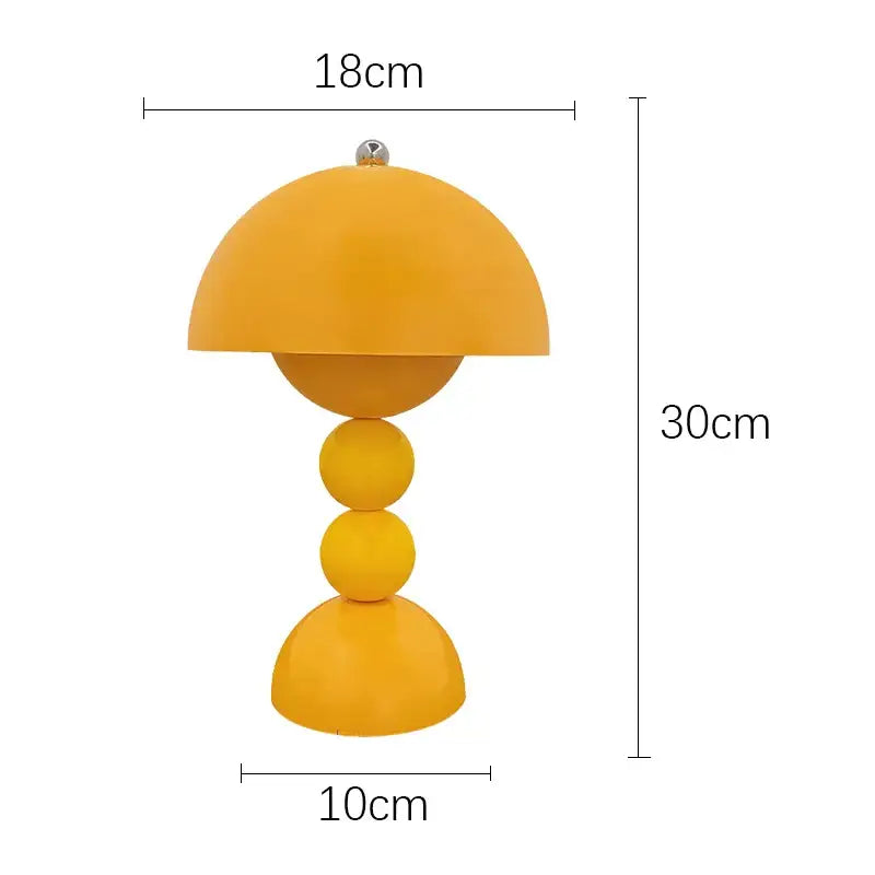 Vibrant yellow nordic led table lamp with usb dimmable feature and modern stacked spherical design for bedside use