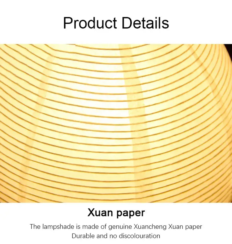 Decorbites™ nordic led table lamp with warm golden-yellow xuancheng xuan paper shade and concentric ridges for home decor