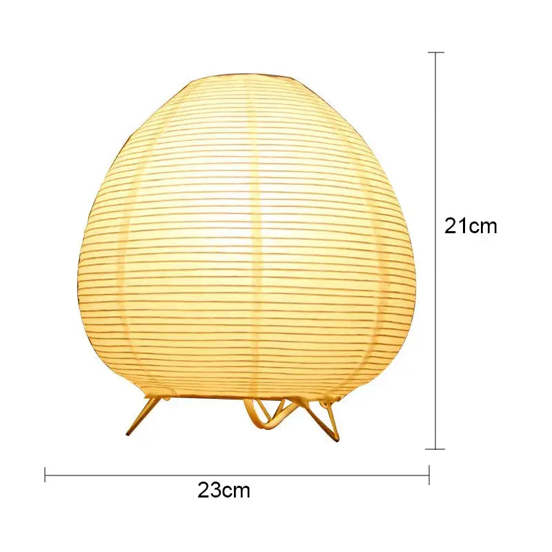DecorBites Nordic led table lamp with warm glowing teardrop paper lantern and golden metal legs for indoor lighting