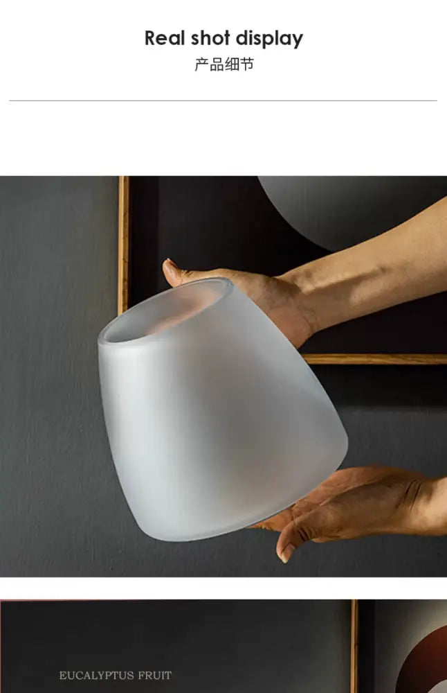 Decorbites™ nordic luxe frosted glass vase with a smooth rounded shape and tapered sides for table decoration