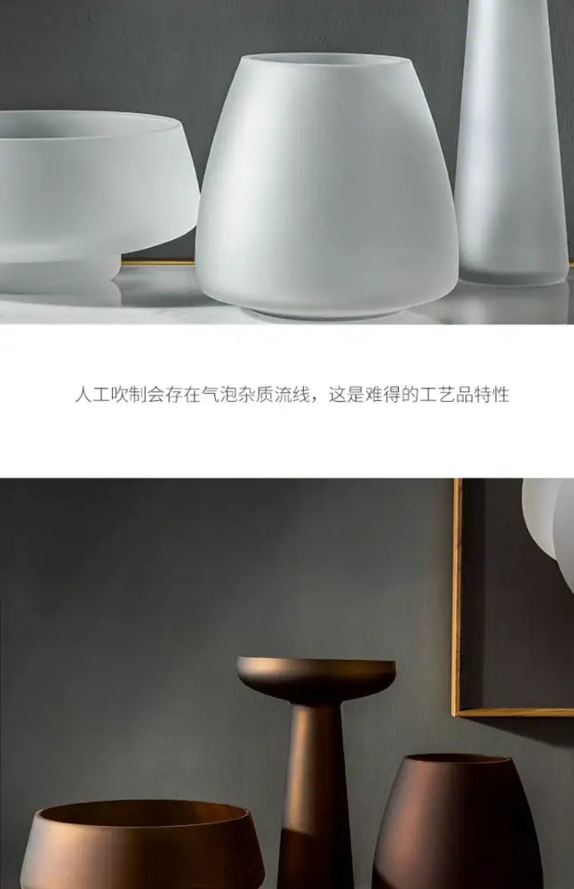 A matte white frosted glass vase with wide flared top and smooth rounded sides from decorbites™ nordic luxe collection
