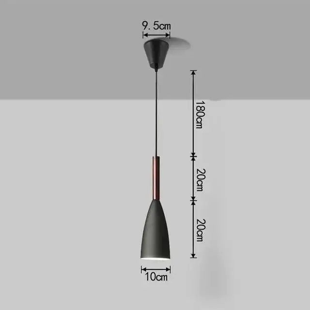 Modern black pendant light with copper accent and sleek conical design for nordic minimalist kitchen island lighting by DecorBites