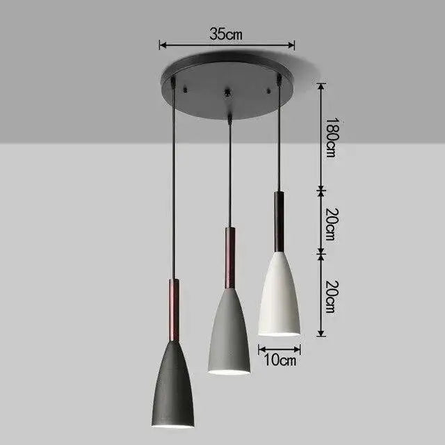 DecorBites™ nordic minimalist pendant light with three matte gray white and black shades for kitchen island lighting