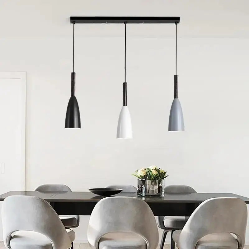 Modern decorbites nordic minimalist three-light pendant light with black white and gray shades for kitchen island lighting
