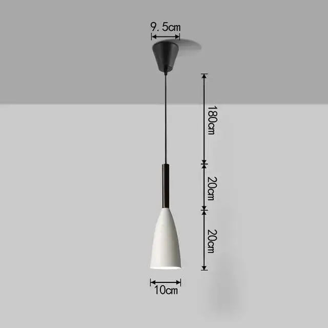 Decorbites™ nordic minimalist pendant light with white conical shade and black stem for kitchen island lighting