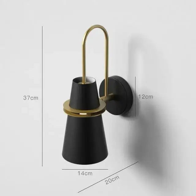 Black and gold decorbites™ nordic minimalist wall lamp with sleek conical shade ideal as a modern minimalist wall lamp