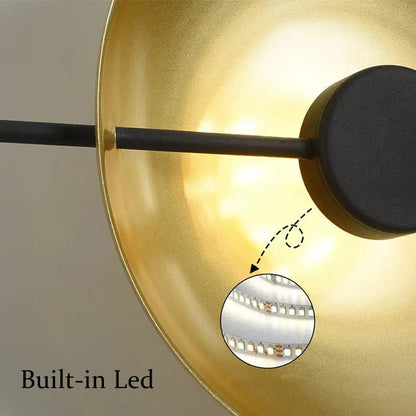 DecorBites™ nordic modern wall sconce with a gold matte pendant light and sleek black cylindrical stem base modern wall sconce