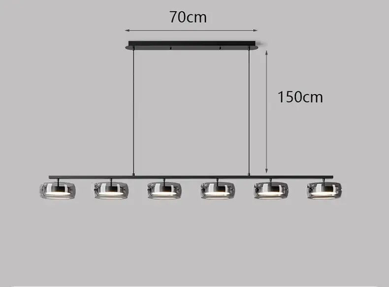 DecorBites™ Nordic pendant lamp with six black glass shades and minimalist metal frame for dining and living rooms in cold white or warm white
