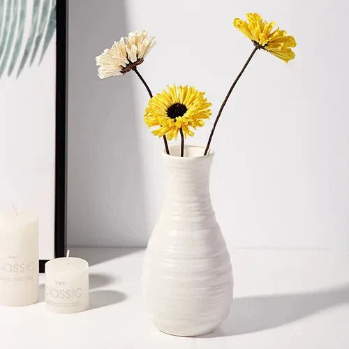 Nordic Plastic Vase for Modern Home Decor - white-B - Vase
