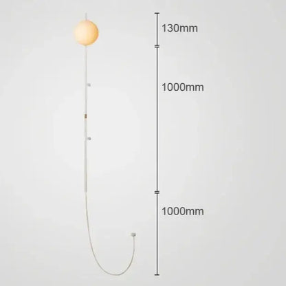 DecorBites™ nordic plug in wall lamp sconce with a warm spherical glass bulb and slender metal rod lamp sconce design