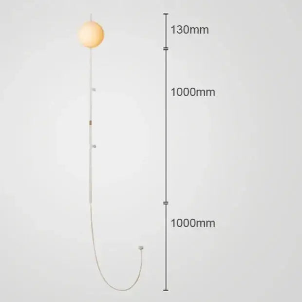 DecorBites™ nordic plug in wall lamp sconce with a warm spherical glass bulb and slender metal rod lamp sconce design