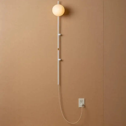 Decorbites™ nordic white spherical globe wall lamp sconce with minimalist pole design plugged into outlet