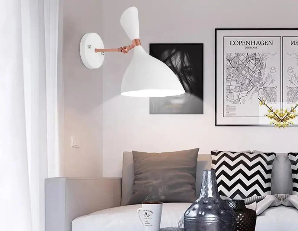 DecorBites™ nordic plug-in wall sconce with copper articulated arm features easy installation and compact size makes it ideal