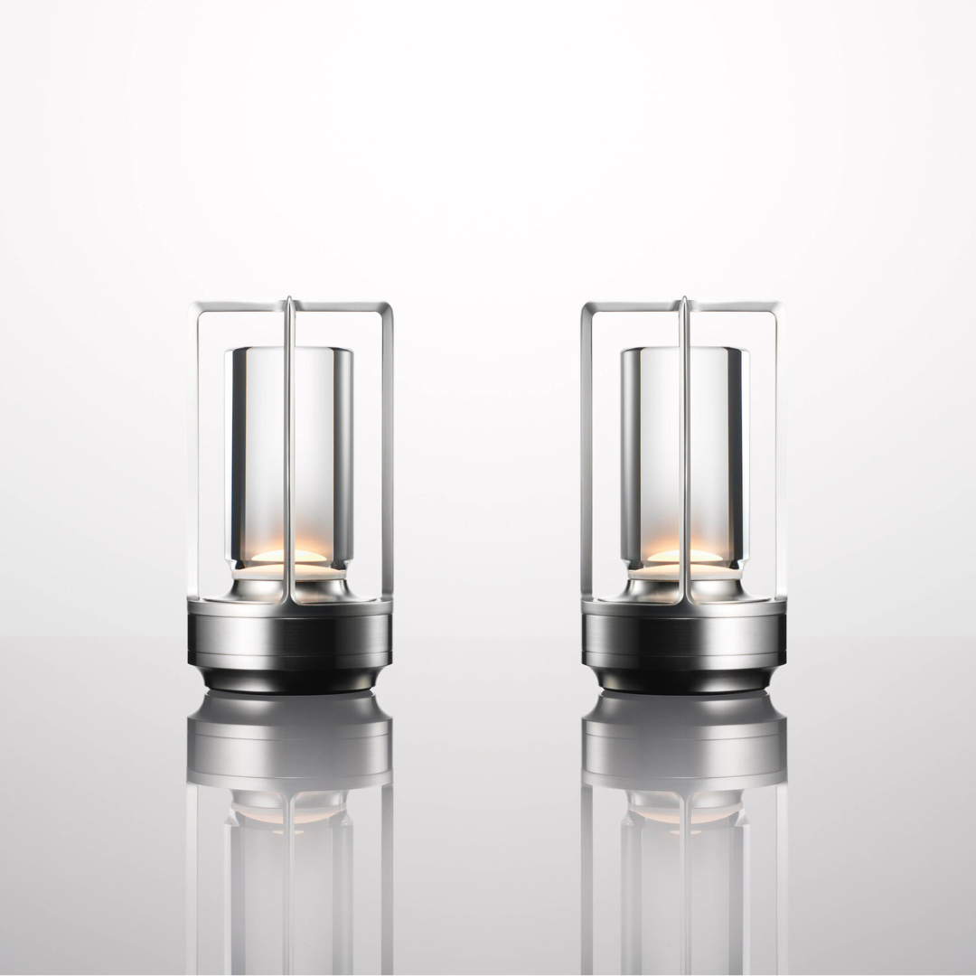 Nordic Rechargeable Table Lamp - Award-Winning Design - Silver / Pair