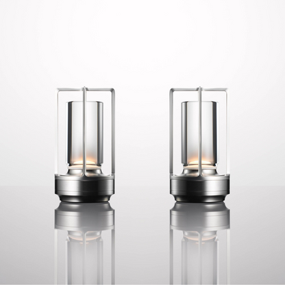 Nordic Rechargeable Table Lamp - Award-Winning Design - Silver / Pair