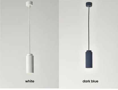 Decorbites™ nordic rotatable donna circle chandelier with minimalist white and dark blue ridged cylindrical pendants