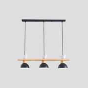 Decorbites™ nordic style 3-light wood bowl pendant with black and white metal shades and ceramic bird accents for island lighting with e26 e27 bulb base and inches shade