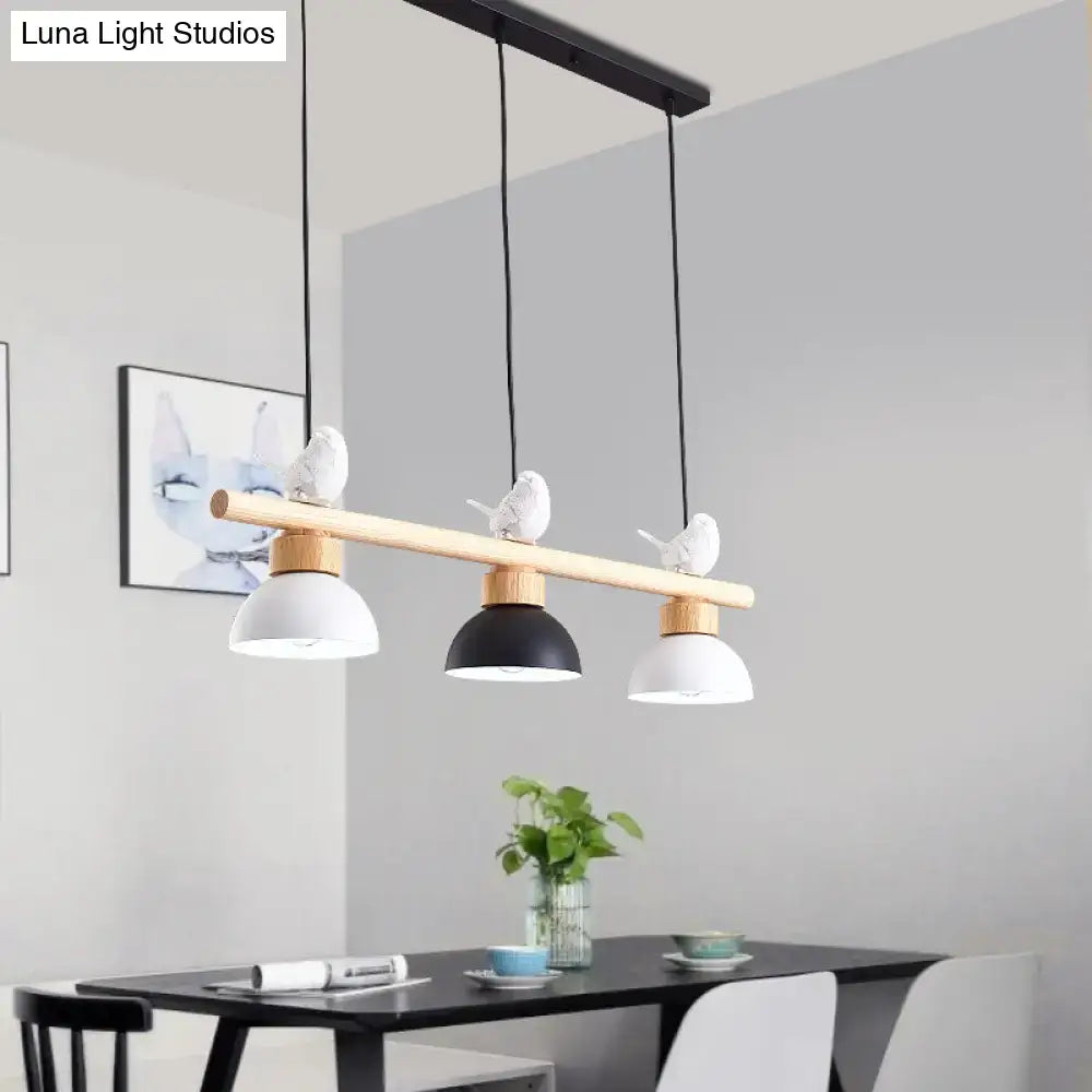 Modern decorbites™ nordic style 3-light wood bowl pendant with e26 e27 bulb base and 6 inches shade in black and white