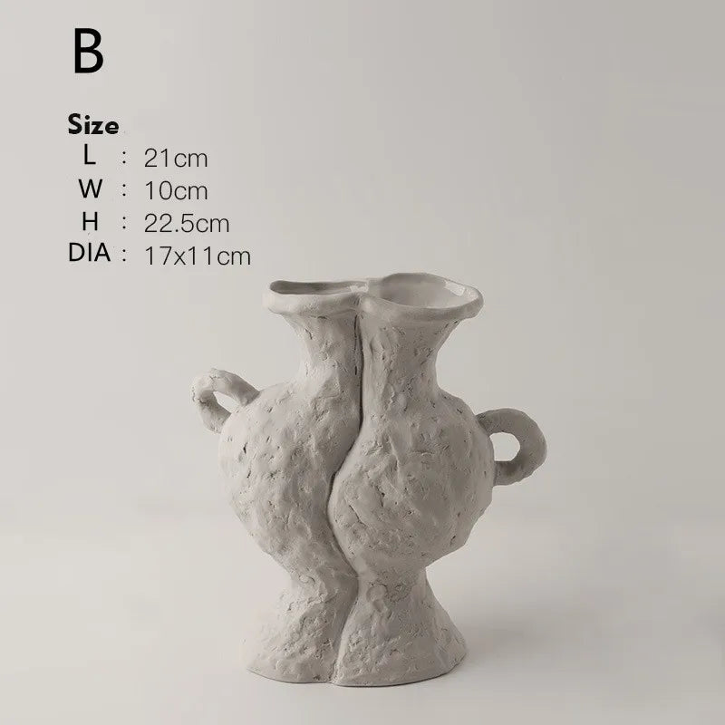 Nordic Style Ceramic Flower Pot - White - B / CHINA - Vase