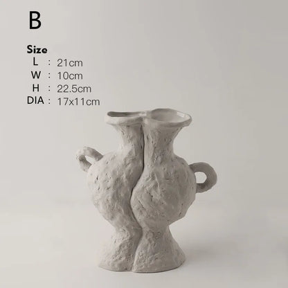 Nordic Style Ceramic Flower Pot - White - B / CHINA - Vase