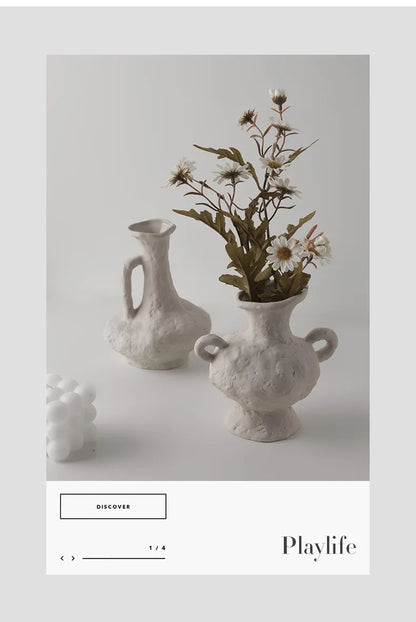 Nordic Style Ceramic Flower Pot - White - Vase