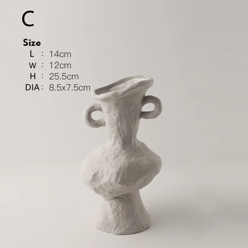 Nordic Style Ceramic Flower Pot - White - C / CHINA - Vase