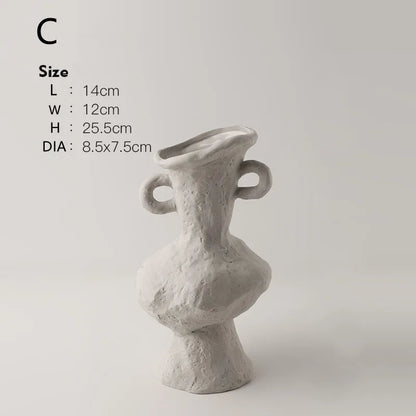 Nordic Style Ceramic Flower Pot - White - C / CHINA - Vase