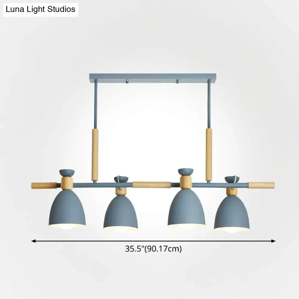 Modern gray and wood-toned decorbites nordic style island linear pendant with 4 metal lights for 220v-240v use