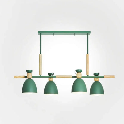 Decorbites™ nordic style island pendant with four green metal and wood dome shades suitable for 220v-240v 110v-120v lights island linear use