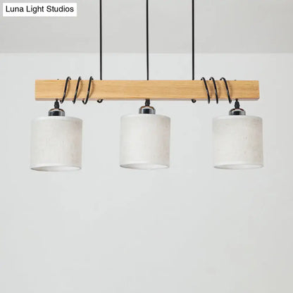 Decorbites™ nordic style led hanging light with three frosted white cylindrical shades and light wood bar for dining island