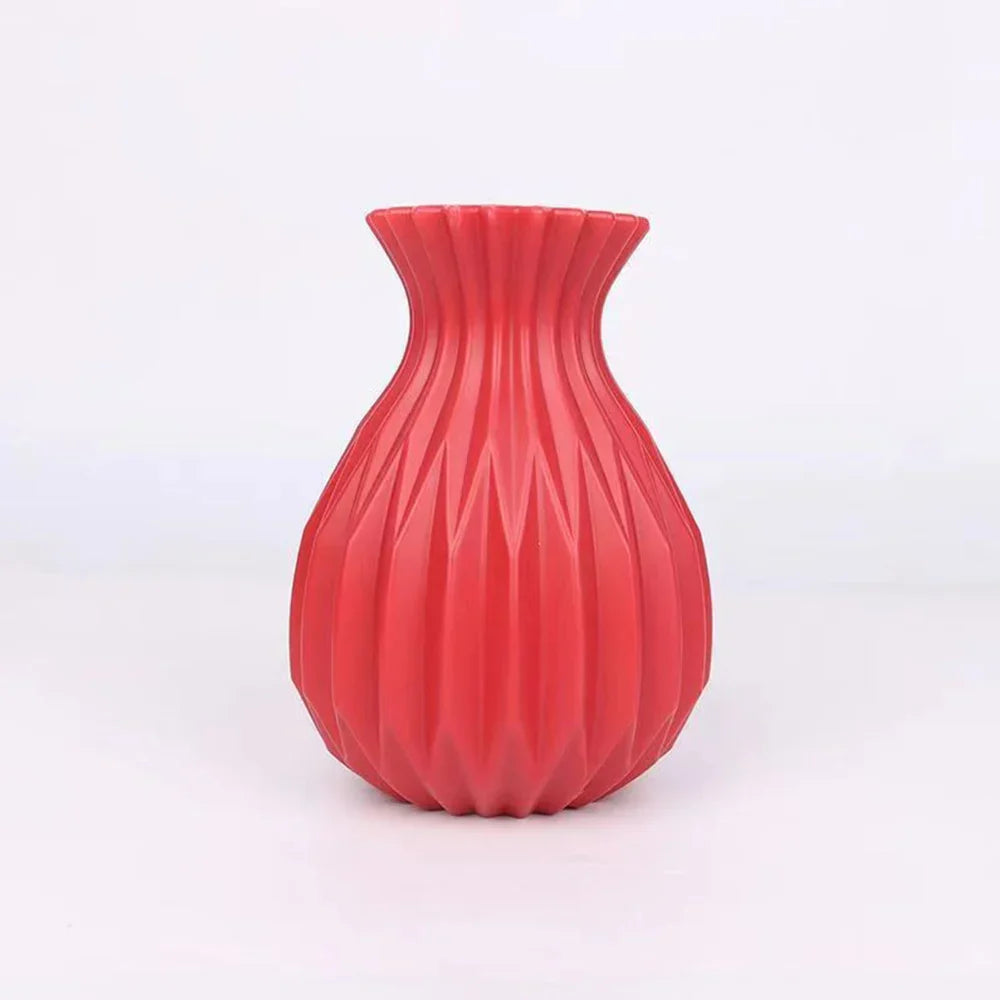 Nordic Style Plastic Flower Vase for Home Decor - Red - Vase