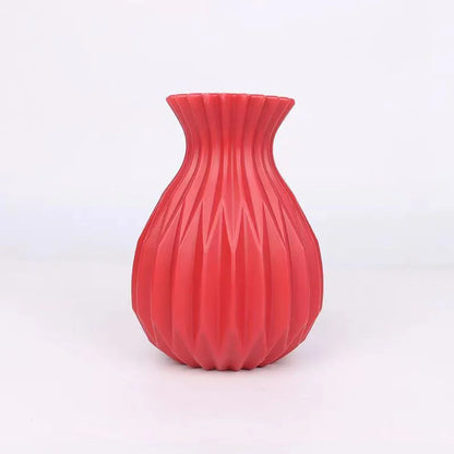 Nordic Style Plastic Flower Vase for Home Decor - Red - Vase